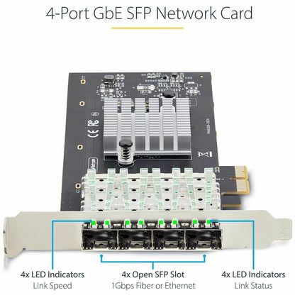 StarTech.com 4-Port GbE SFP Network Card P041GINETWORKCARD with Intel I350-AM4 Chipset