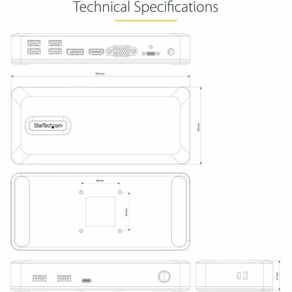 StarTech.com Dual-Monitor USB-C Docking Station with 7-Port USB Hub and 4K Support - Part No. 101N-USBC-DOCK