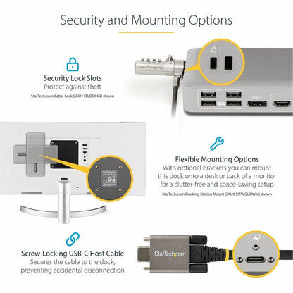 StarTech.com Dual-Monitor USB-C Docking Station with 7-Port USB Hub and 4K Support - Part No. 101N-USBC-DOCK
