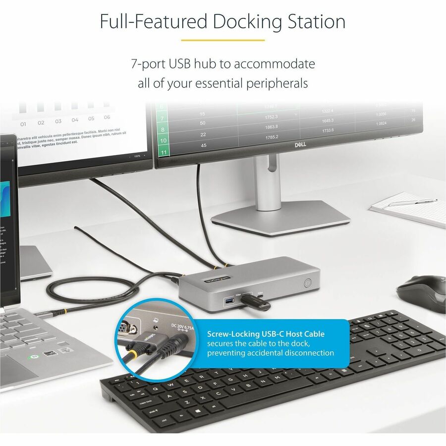 StarTech.com Dual-Monitor USB-C Docking Station with 7-Port USB Hub and 4K Support - Part No. 101N-USBC-DOCK
