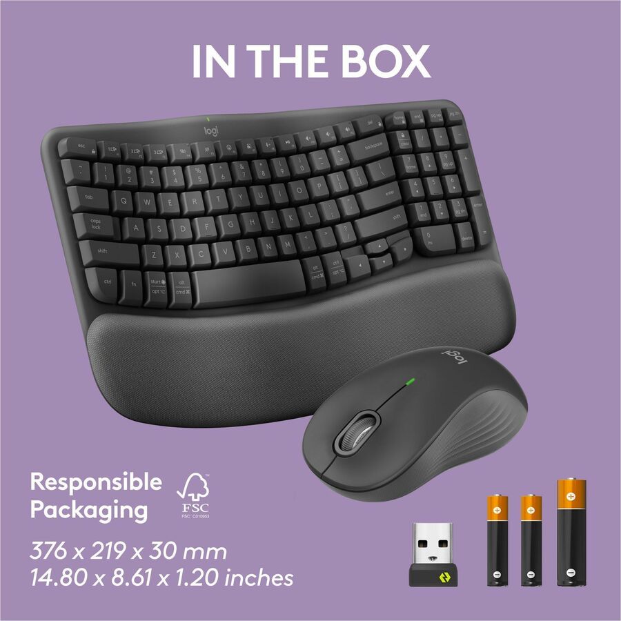 Logitech Wave Keys MK670 Wireless Ergonomic Keyboard and Mouse Combo - Graphite