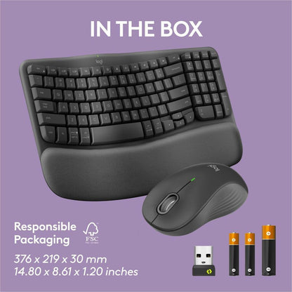 Logitech Wave Keys MK670 Wireless Ergonomic Keyboard and Mouse Combo - Graphite