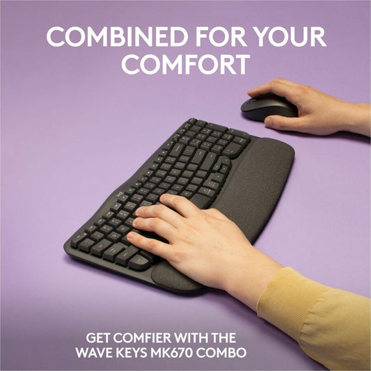 Logitech Wave Keys MK670 Wireless Ergonomic Keyboard and Mouse Combo - Graphite