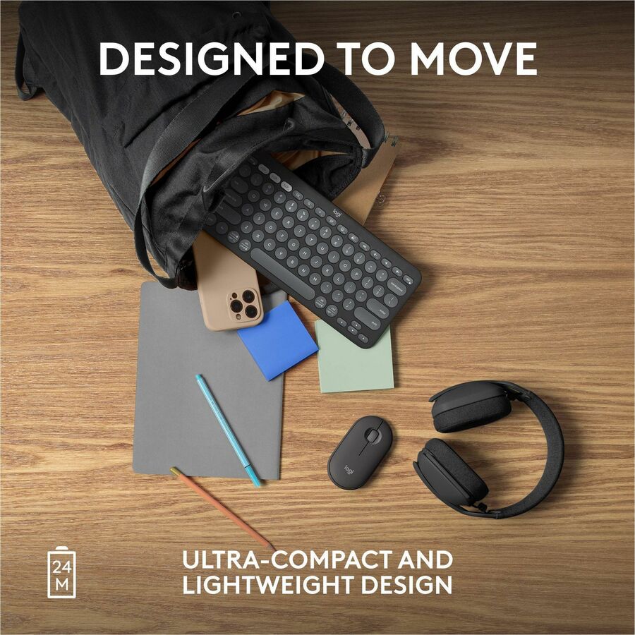 Logitech Pebble Mouse 2 M350s Wireless Bluetooth Mouse with Quiet Clicks and 4,000 dpi – Tonal Graphite