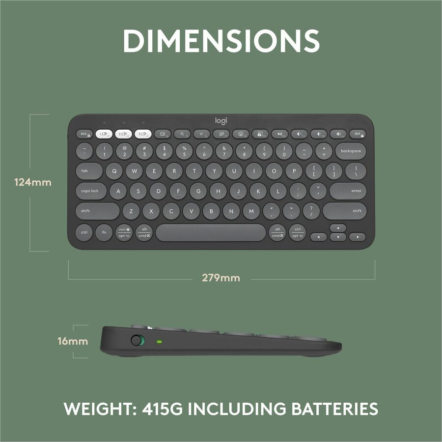 Logitech Pebble Keys 2 K380s Wireless Bluetooth Keyboard with Recycled Plastic, Multi-Device Compatibility, and Up to 3-Year Battery Life