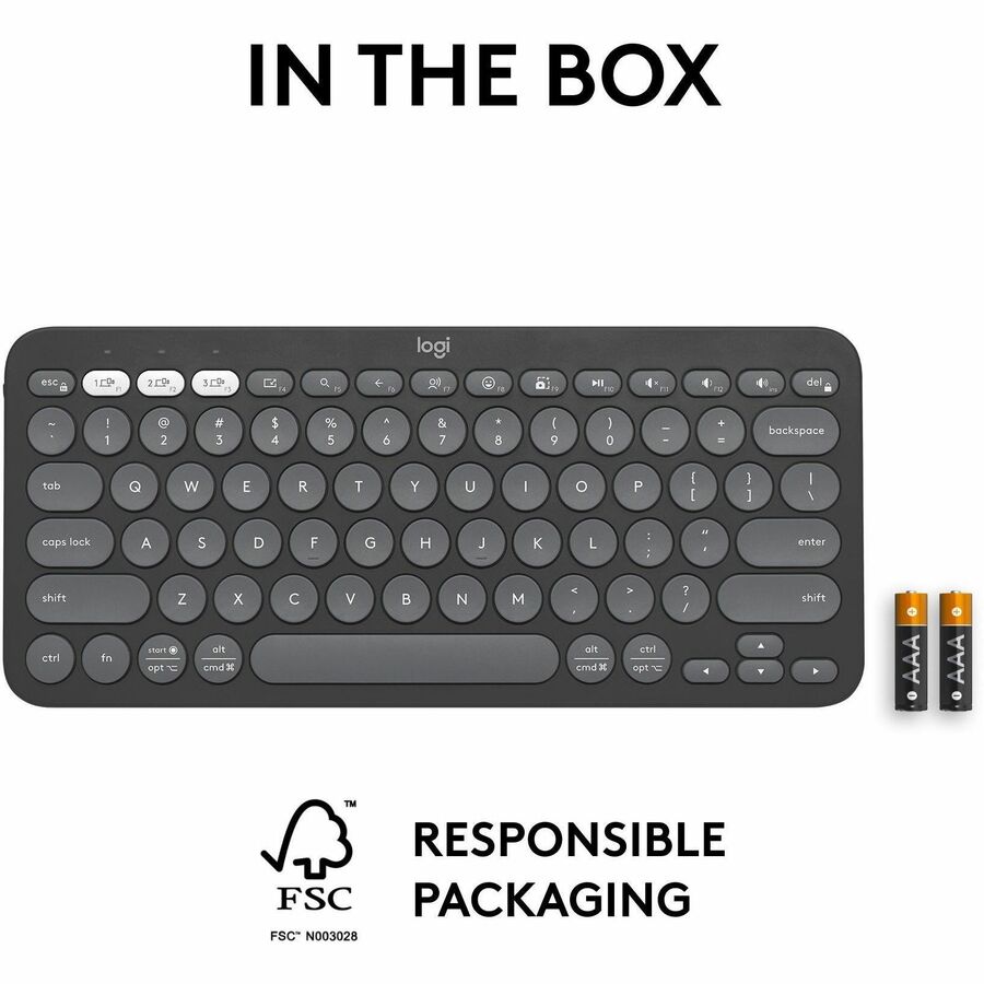 Logitech Pebble Keys 2 K380s Wireless Bluetooth Keyboard with Recycled Plastic, Multi-Device Compatibility, and Up to 3-Year Battery Life
