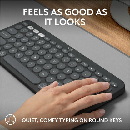 Logitech Pebble Keys 2 K380s Wireless Bluetooth Keyboard with Recycled Plastic, Multi-Device Compatibility, and Up to 3-Year Battery Life