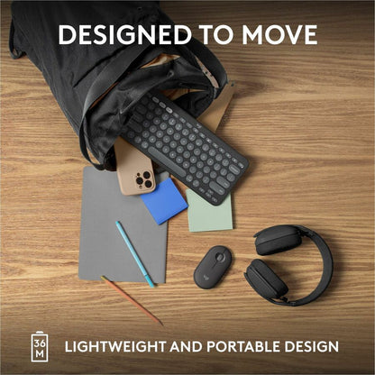 Logitech Pebble Keys 2 K380s Wireless Bluetooth Keyboard with Recycled Plastic, Multi-Device Compatibility, and Up to 3-Year Battery Life