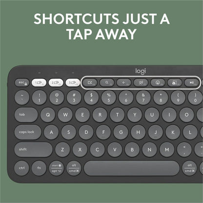 Logitech Pebble Keys 2 K380s Wireless Bluetooth Keyboard with Recycled Plastic, Multi-Device Compatibility, and Up to 3-Year Battery Life