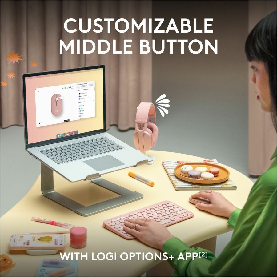 Logitech Pebble Mouse 2 M350s Wireless Bluetooth Mouse - Compact, Quiet, Portable in Tonal White