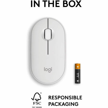 Logitech Pebble Mouse 2 M350s Wireless Bluetooth Mouse - Compact, Quiet, Portable in Tonal White