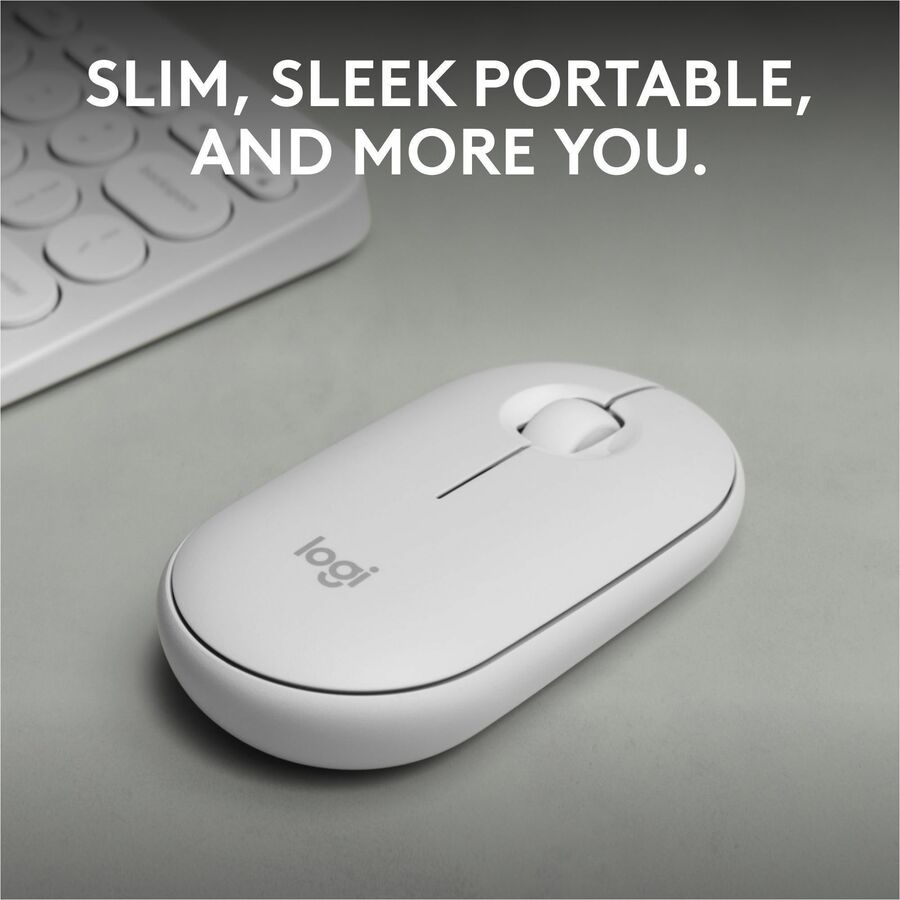 Logitech Pebble Mouse 2 M350s Wireless Bluetooth Mouse - Compact, Quiet, Portable in Tonal White