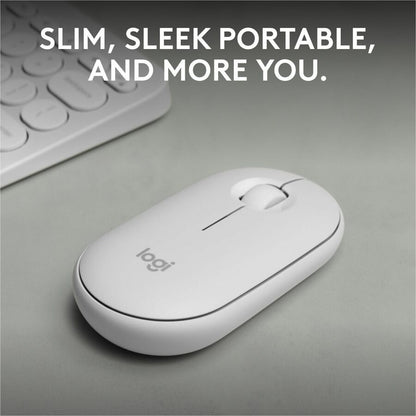 Logitech Pebble Mouse 2 M350s Wireless Bluetooth Mouse - Compact, Quiet, Portable in Tonal White