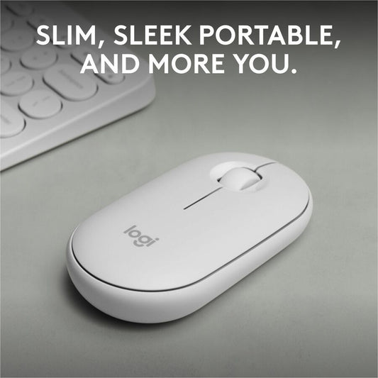 Logitech Pebble Mouse 2 M350s Wireless Bluetooth Mouse - Compact, Quiet, Portable in Tonal White