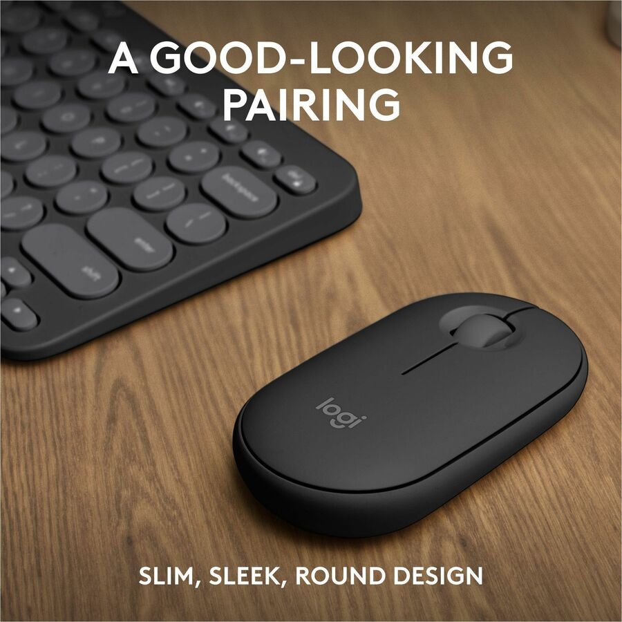Logitech Pebble 2 Combo Wireless Keyboard and Mouse - Quiet, Portable, Recycled Plastic Design