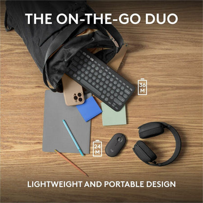 Logitech Pebble 2 Combo Wireless Keyboard and Mouse - Quiet, Portable, Recycled Plastic Design