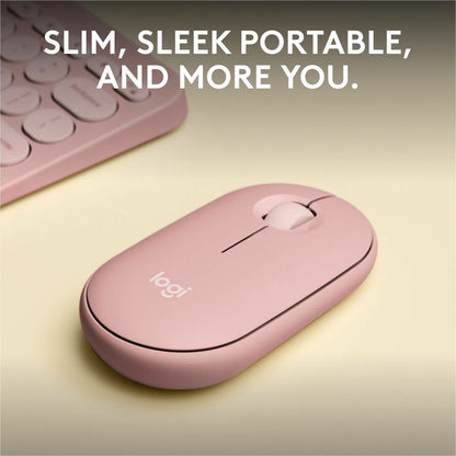 Logitech Pebble Mouse 2 M350s Wireless Bluetooth Mouse - Slim, Portable, Quiet Clicks, Tonal Rose