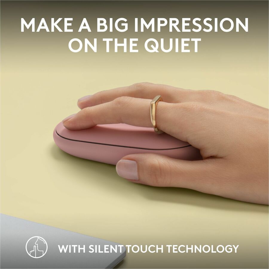 Logitech Pebble Mouse 2 M350s Wireless Bluetooth Mouse - Slim, Portable, Quiet Clicks, Tonal Rose