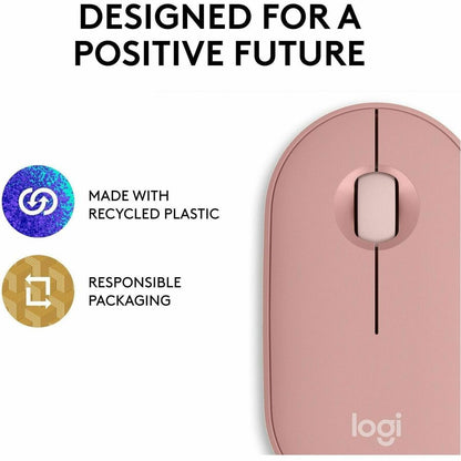 Logitech Pebble Mouse 2 M350s Wireless Bluetooth Mouse - Slim, Portable, Quiet Clicks, Tonal Rose