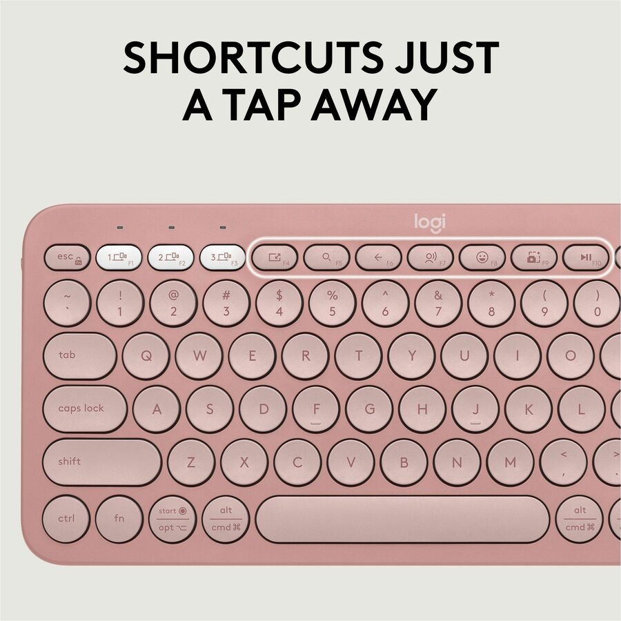 Logitech Pebble 2 Combo Wireless Keyboard and Mouse in Tonal Rose – Quiet, Portable, Recycled Plastic Design