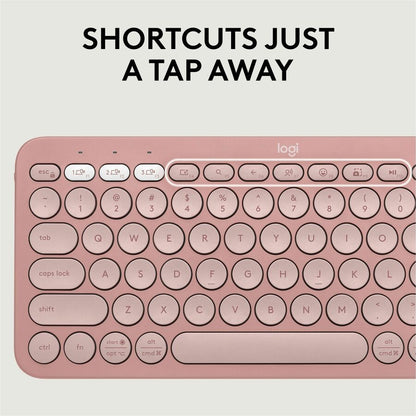 Logitech Pebble 2 Combo Wireless Keyboard and Mouse in Tonal Rose – Quiet, Portable, Recycled Plastic Design