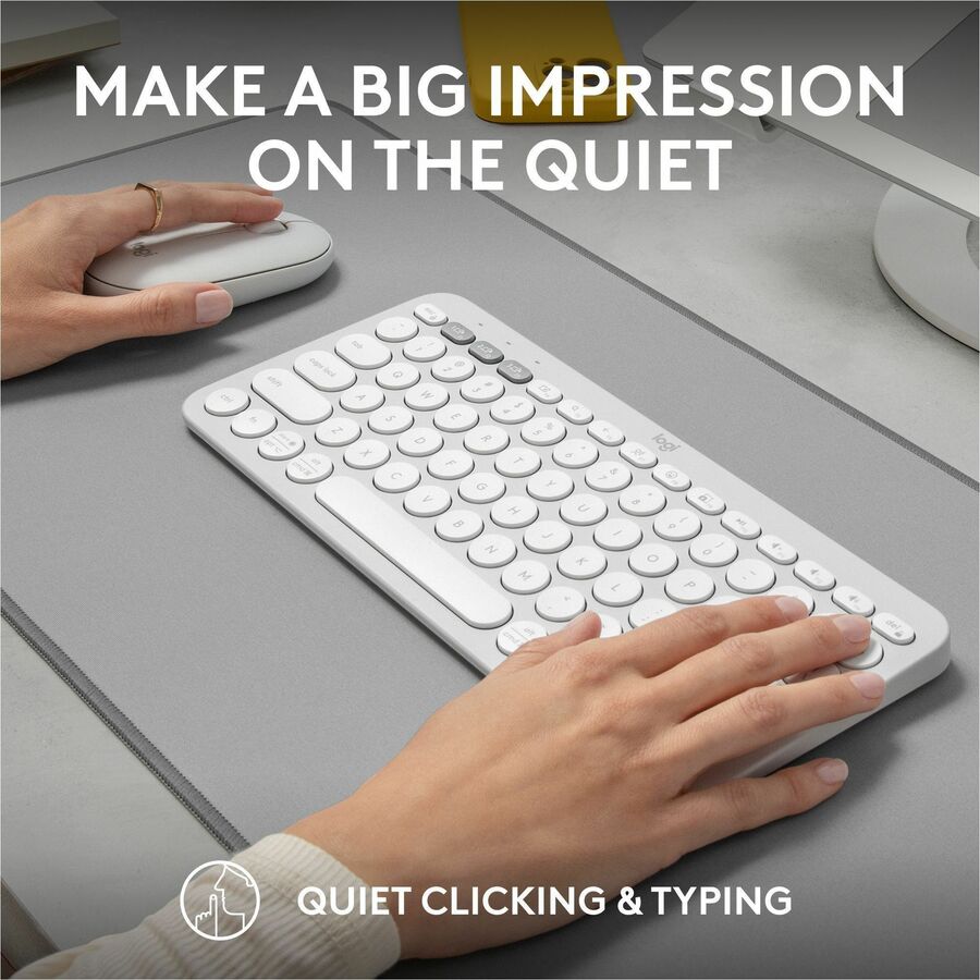 Logitech Pebble 2 Combo Wireless Keyboard and Mouse - Quiet, Portable, Recycled Plastic, Tonal White