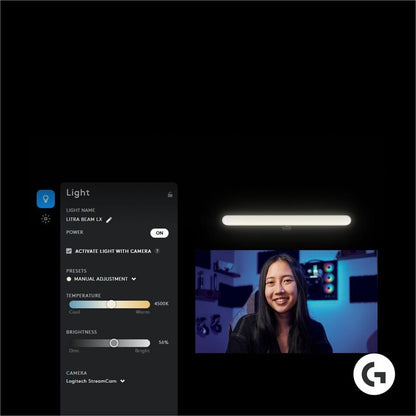 Logitech G G Litra Beam LX Dual-Sided RGB Streaming Key Light for Content Creators and Gamers