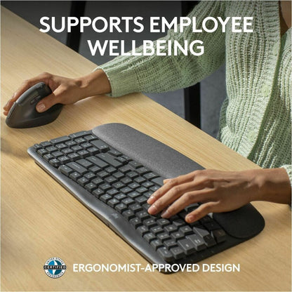 Logitech Wave Keys for Business Ergonomic Wireless Keyboard - Graphite