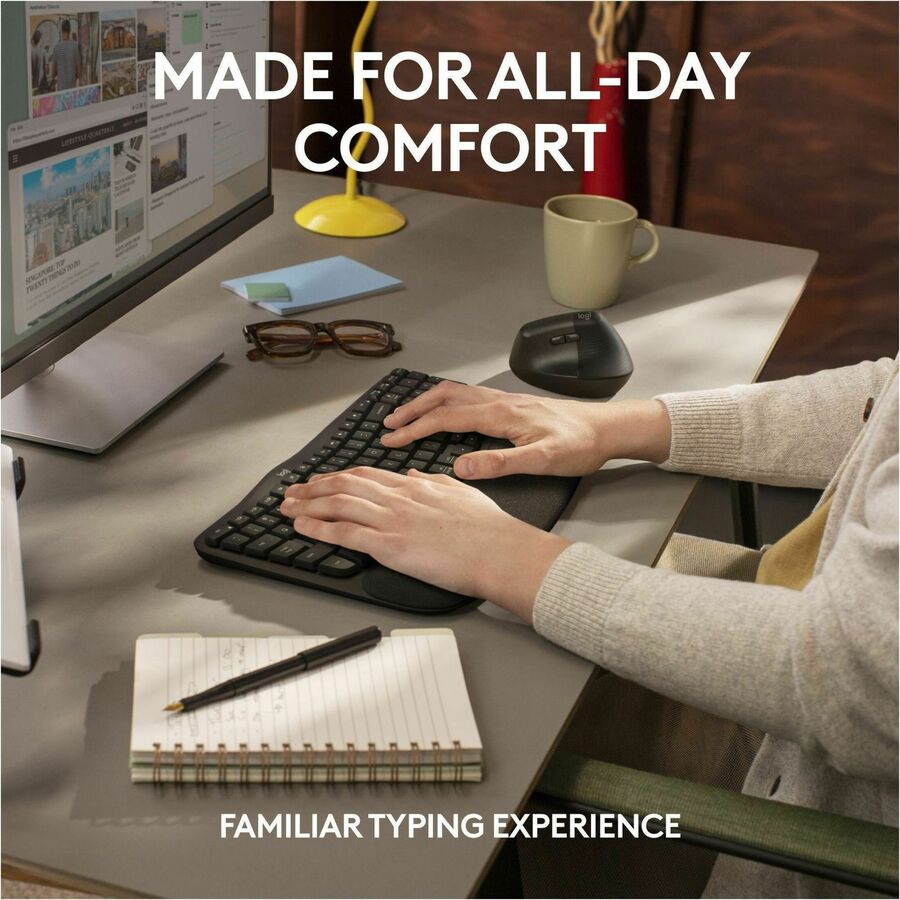 Logitech Wave Keys for Business Ergonomic Wireless Keyboard - Graphite