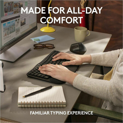 Logitech Wave Keys for Business Ergonomic Wireless Keyboard - Graphite
