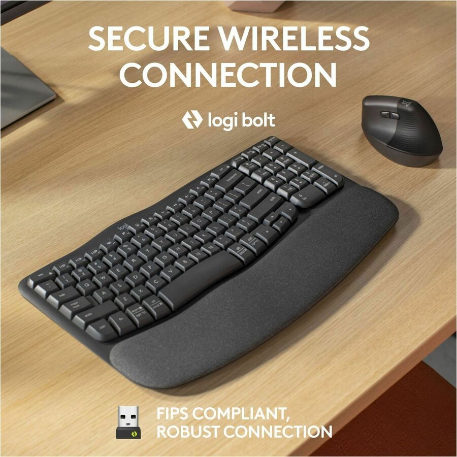 Logitech Wave Keys for Business Ergonomic Wireless Keyboard - Graphite