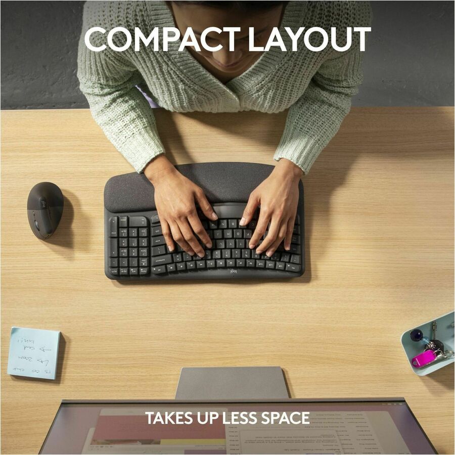 Logitech Wave Keys for Business Ergonomic Wireless Keyboard - Graphite