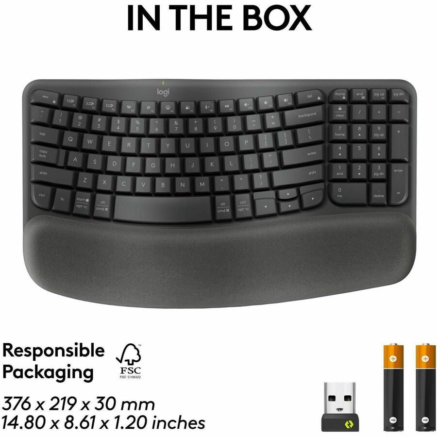 Logitech Wave Keys for Business Ergonomic Wireless Keyboard - Graphite