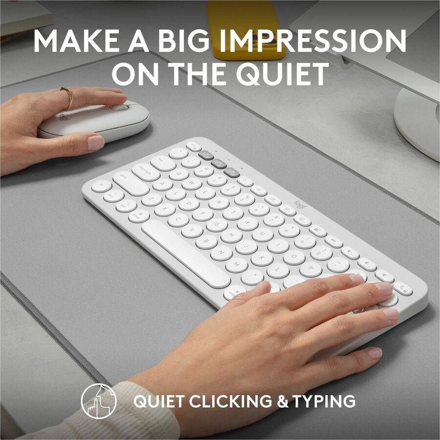 Logitech Pebble 2 Combo for Mac Wireless Keyboard and Mouse - Slim, Quiet, Portable in Tonal White