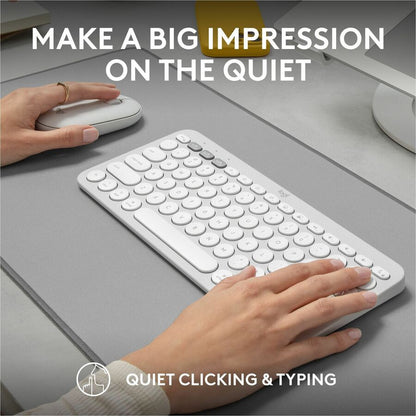 Logitech Pebble 2 Combo for Mac Wireless Keyboard and Mouse - Slim, Quiet, Portable in Tonal White