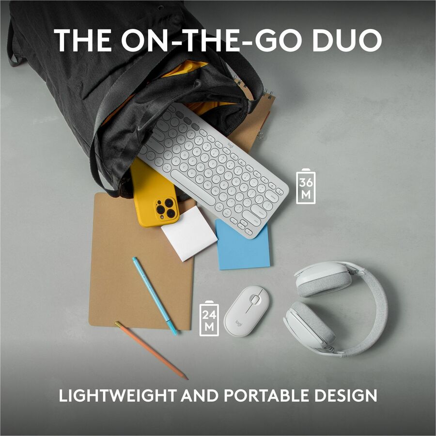 Logitech Pebble 2 Combo for Mac Wireless Keyboard and Mouse - Slim, Quiet, Portable in Tonal White