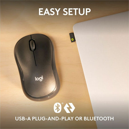 Logitech M240 for Business Silent Wireless Mouse with Logi Bolt USB Receiver – Graphite