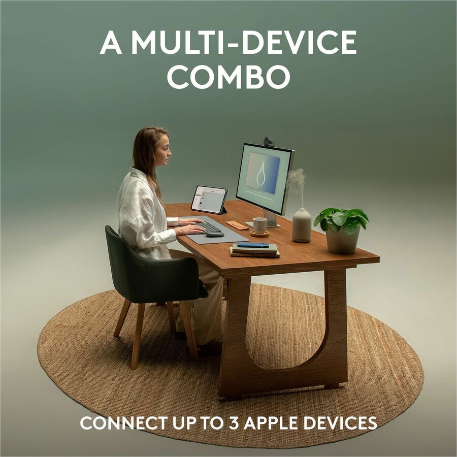 Logitech Pebble 2 Combo for Mac Wireless Keyboard and Mouse – Slim, Quiet, Portable, Recycled Plastic