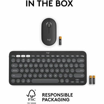 Logitech Pebble 2 Combo for Mac Wireless Keyboard and Mouse – Slim, Quiet, Portable, Recycled Plastic