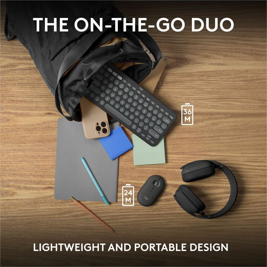 Logitech Pebble 2 Combo for Mac Wireless Keyboard and Mouse – Slim, Quiet, Portable, Recycled Plastic