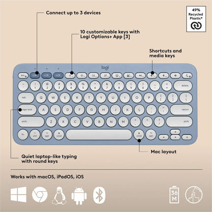 Logitech Pebble 2 Combo for Mac Wireless Keyboard and Mouse in Tonal Blue