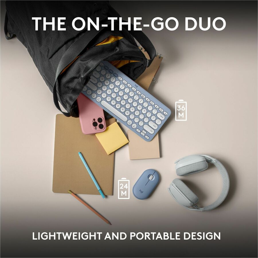 Logitech Pebble 2 Combo for Mac Wireless Keyboard and Mouse in Tonal Blue
