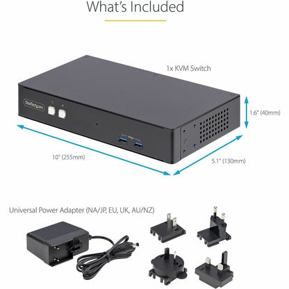 StarTech.com P2DD46A22-KVM-SWITCH Dual-Monitor DisplayPort KVM Switch with RS232 Control and 4K Support