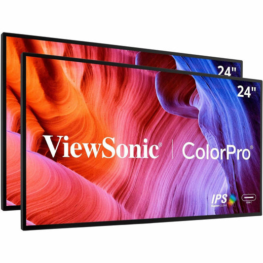 ViewSonic VP2468A_H2 24-Inch Full HD IPS Dual Monitors with USB-C, VESA Mount, and Factory Calibrated Color Accuracy
