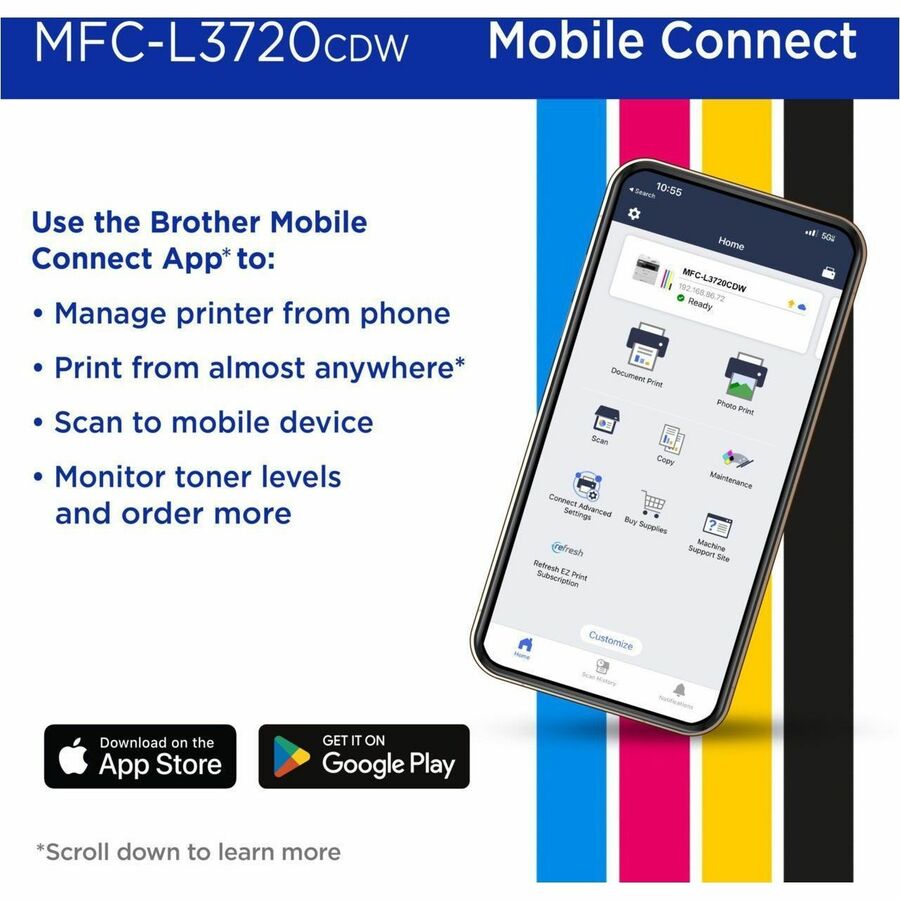 Brother MFC-L3720CDW Wireless Color All-in-One Printer with Laser Output and Duplex Printing