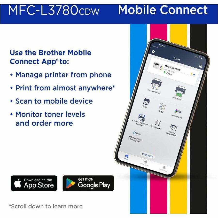 Brother MFC-L3780CDW Wireless Color Laser All-in-One Printer with Scan, Copy, Fax, and Cloud Connectivity