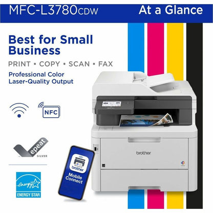 Brother MFC-L3780CDW Wireless Color Laser All-in-One Printer with Scan, Copy, Fax, and Cloud Connectivity