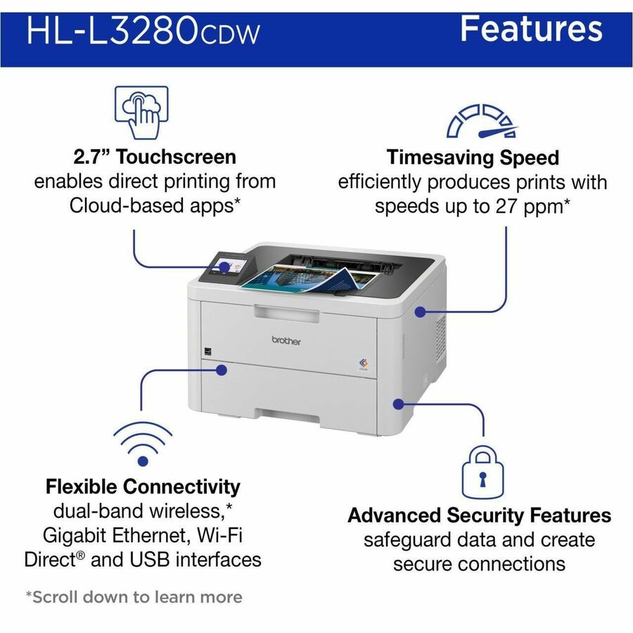 Brother HL-L3280CDW Wireless Compact Digital Color Printer with Laser Quality Output