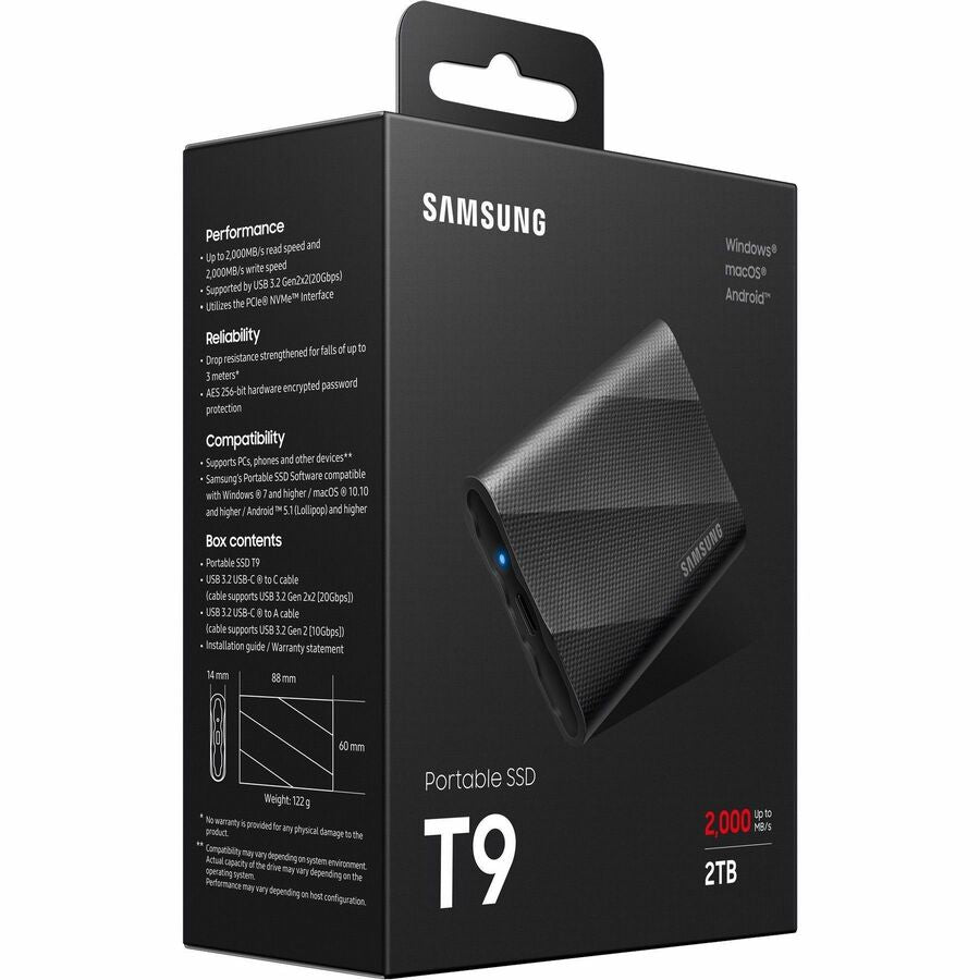 Samsung T9 2TB Portable SSD - External High-Speed Drive with 256-bit AES Encryption