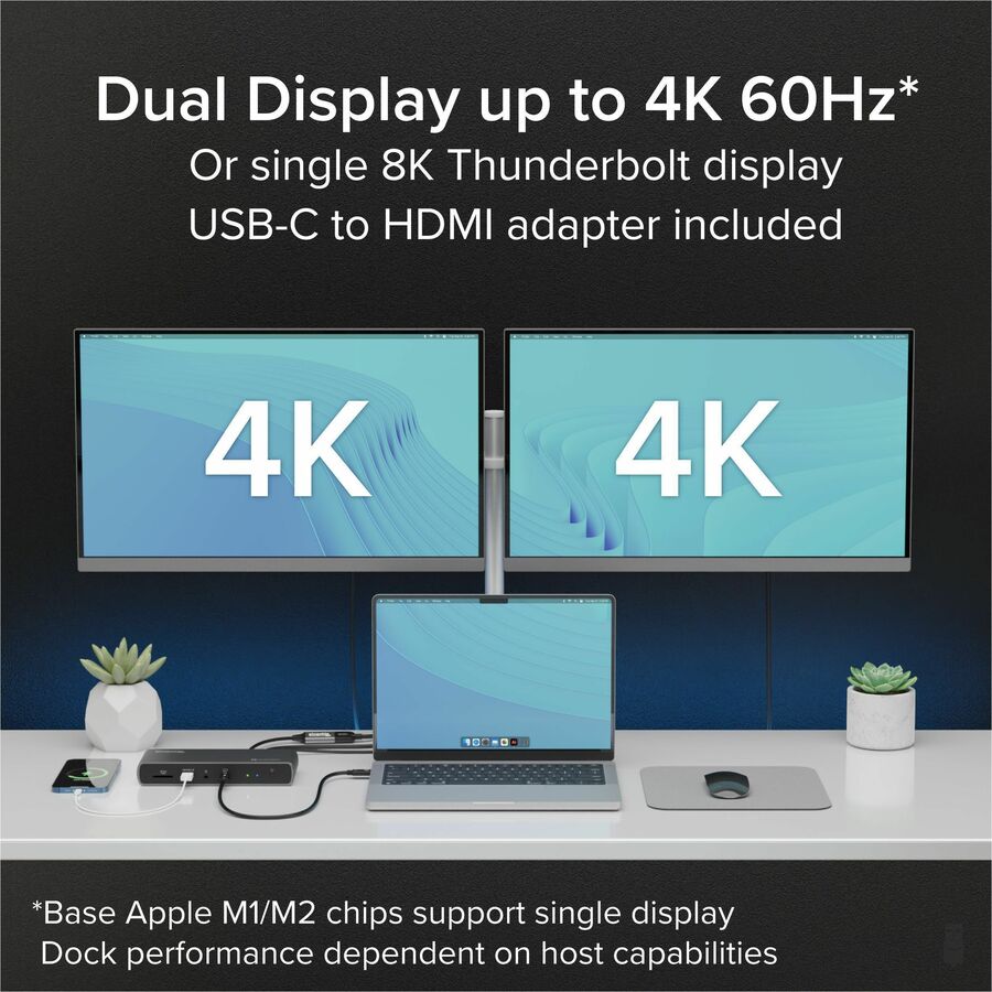 Plugable Thunderbolt 4 Docking Station with Dual 4K Support and 100W Power Delivery